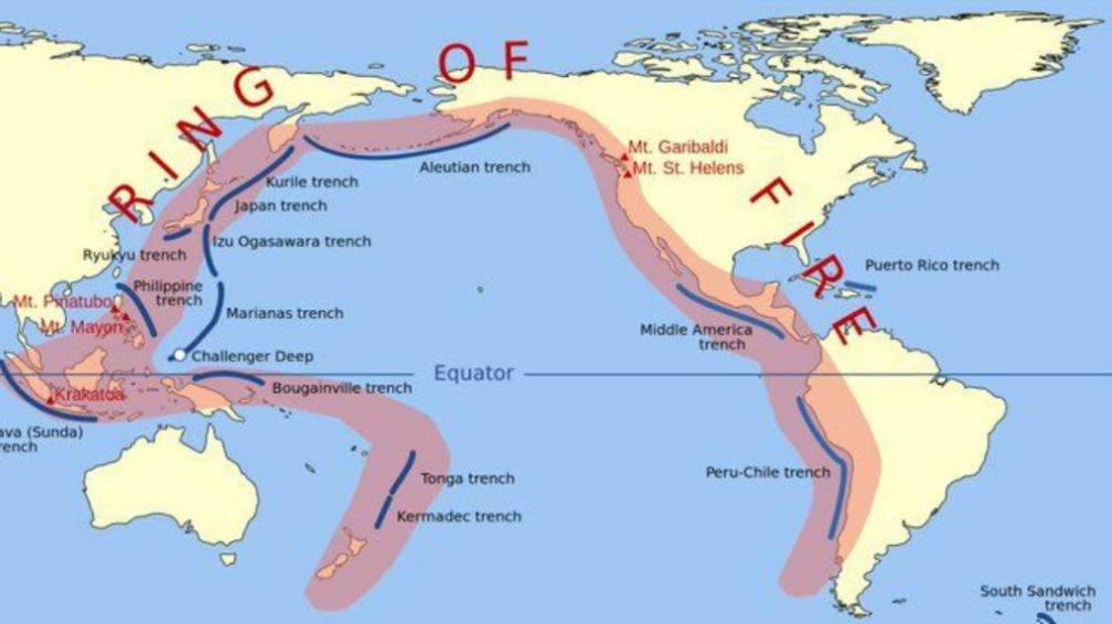 A map of the ring of fire from UN Office for Disaster Risk Reduction.