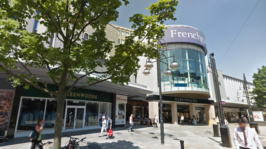 Entrance to Frenchgate centre on pedestrianised street