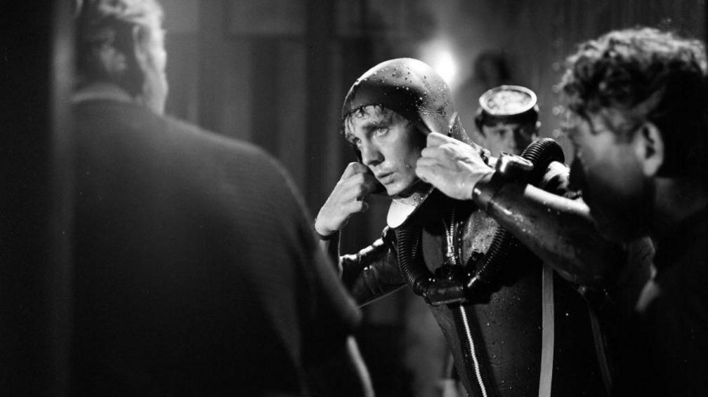 Terence Stamp on set while filming Modesty Blaise in 1965