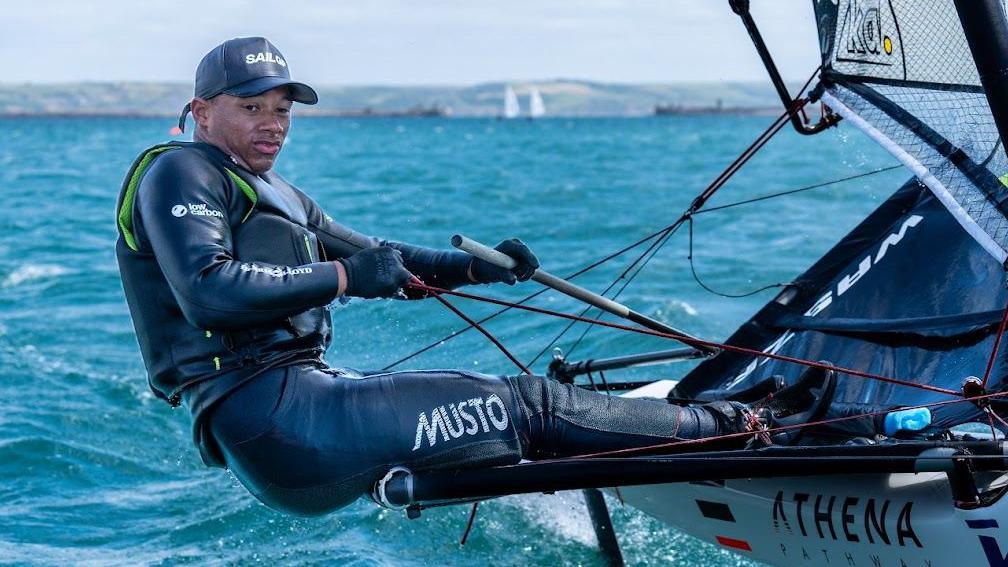 Kai Hockley sailing in Weymouth