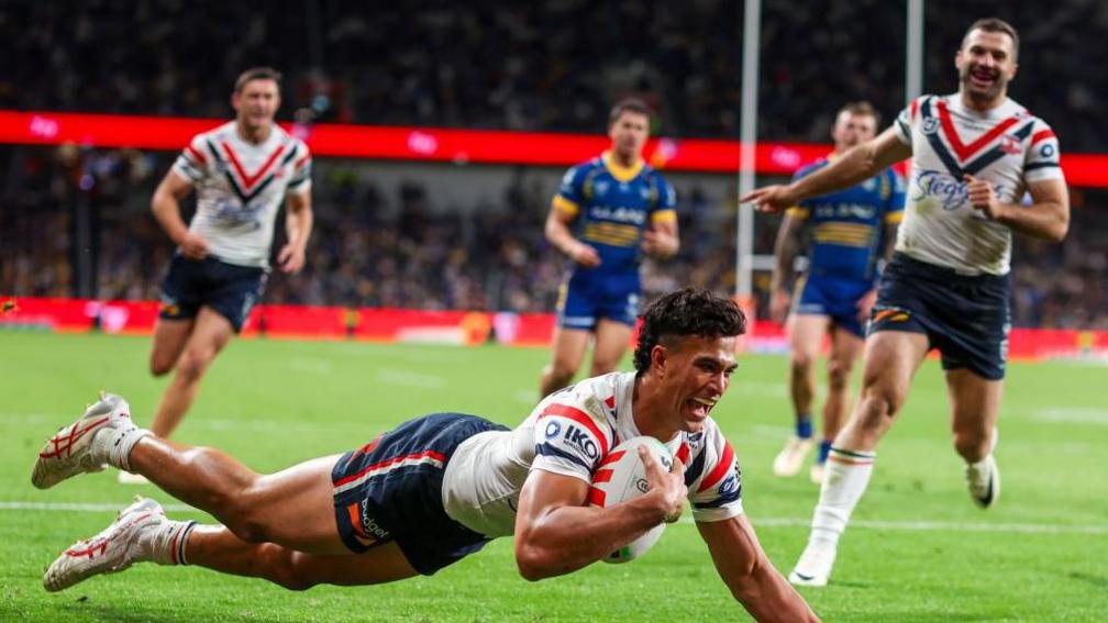 Joseph Suaalii scored a try for Sydney Roosters