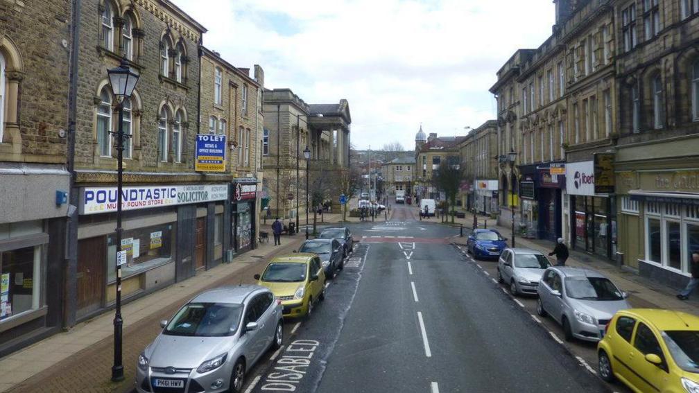 Cars parked in Accrington town centre