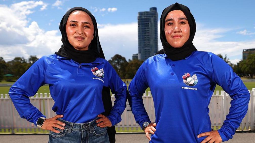 Afghanistan cricketers Firoza Amiri and Nahida Sapan