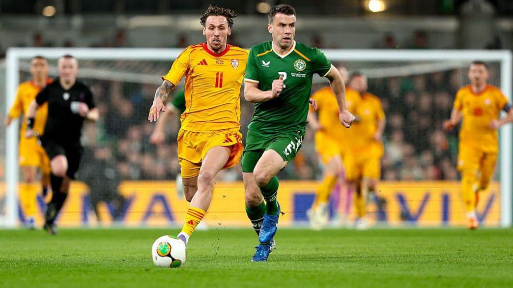 Seamus Coleman in action against North Macedonia