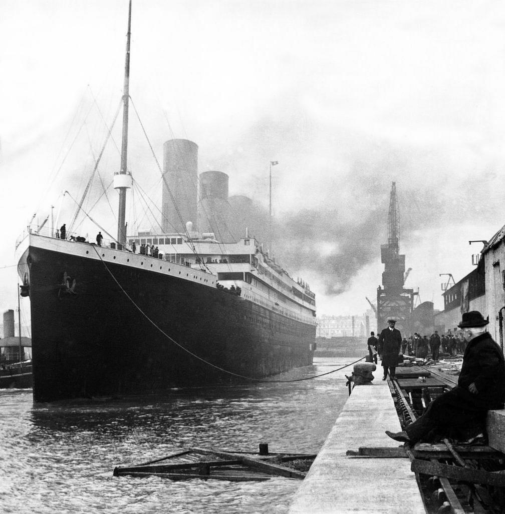  UK: RMS Titanic at Southampton docks, c. 10 April 1912