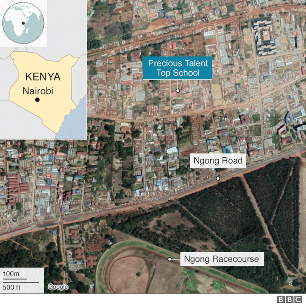 A map showing where the Precious Talent Top School is in Kenya