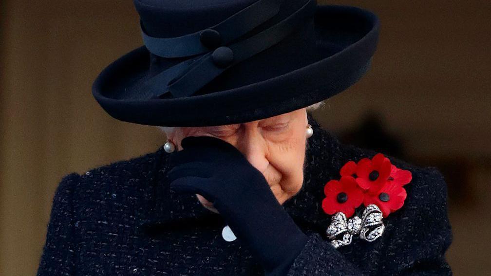 Queen Elizabeth II attends the annual Remembrance Sunday service at The Cenotaph on November 10, 2019 in London