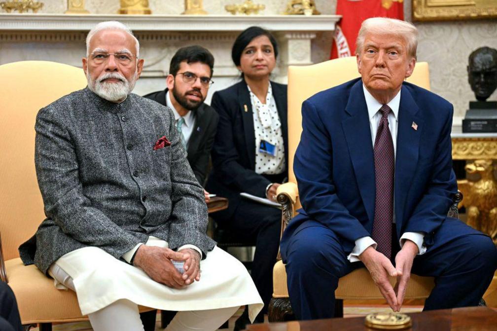 - US President Donald Trump speaks with the press as he meets with Indian Prime Minister Narendra Modi in the Oval Office of the White House in Washington, DC, on February 13, 2025