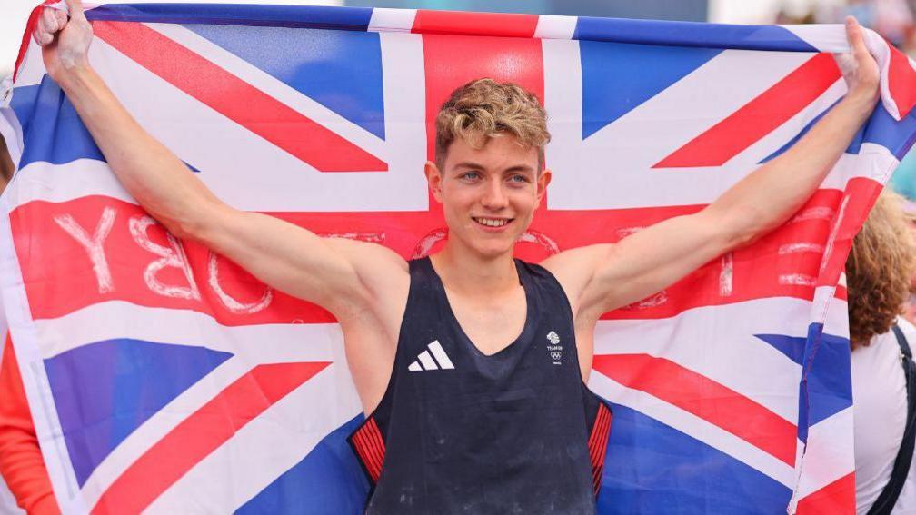 Toby Roberts in Paris after winning gold medal