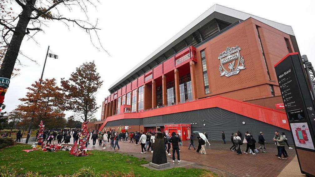 View of the Liverpool main stand at Anfield