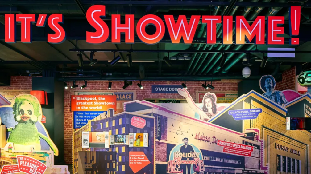 A photo of exhibits inside the Showtime museum in Blackpool, including an image of Orville the Duck.