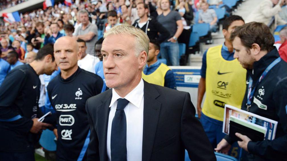 Didier Deschamps walks out into the dugout as France manager