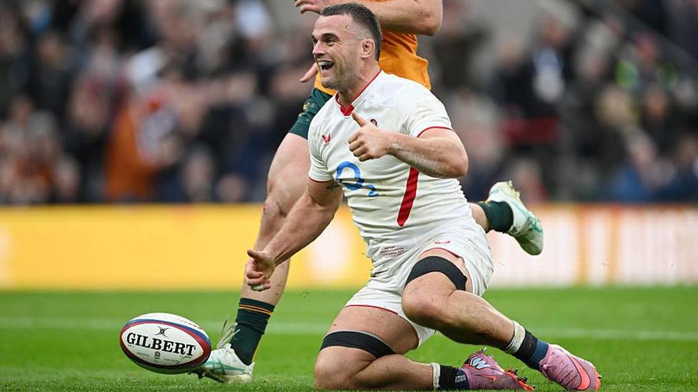 Ben Earl celebrates his try