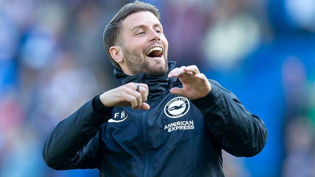 Brighton boss Fabian Hurzeler celebrates