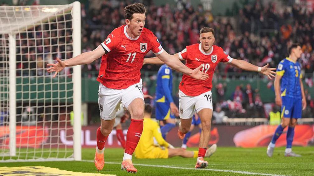 Austria celebrate a goal