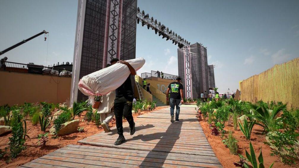A migrant worker at a construction site near Riyadh