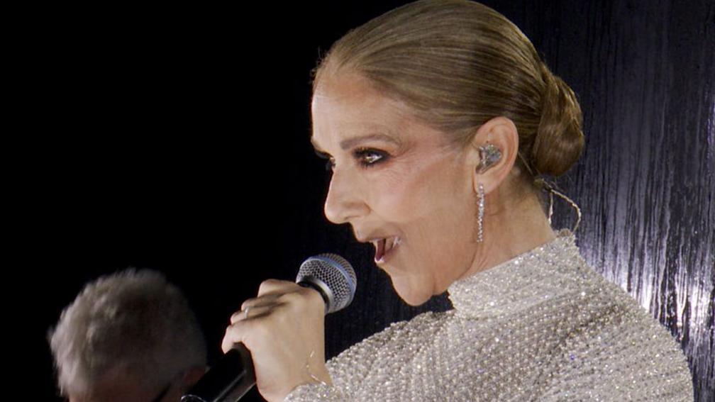 Celine Dion singing at the Olympics opening ceremony