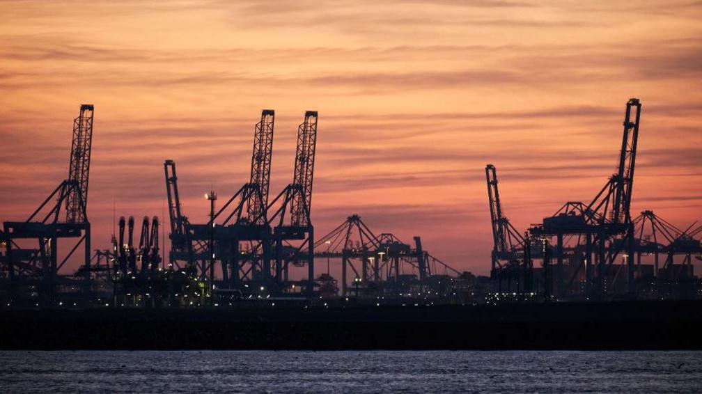 Skyline of Rotterdam port