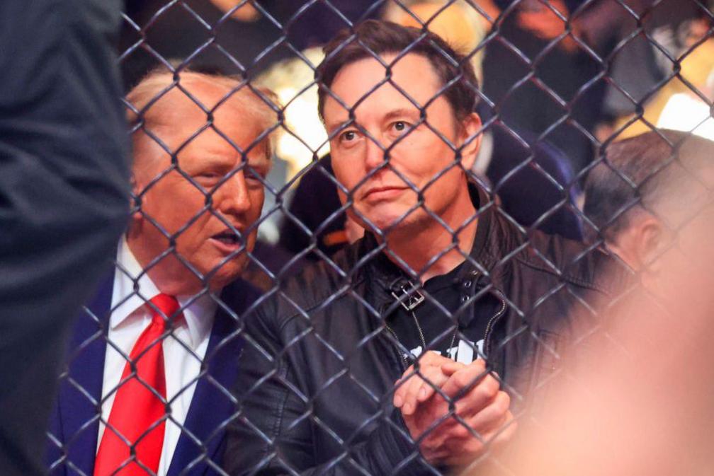 President-elect Donald Trump (L) and Tesla and SpaceX CEO Elon Musk watch a fight during UFC 309 at Madison Square Garden in New York, on November 16, 2024.