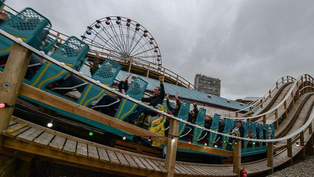 The Scenic Railway rollercoaster at Dreamland Theme Park.