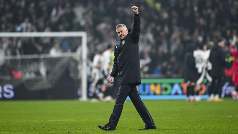 Ole Gunnar Solskjaer celebrates