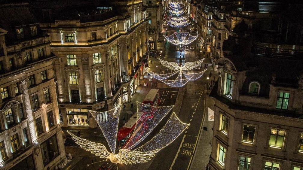 The "Spirit of Christmas" angel lights on Regent Street