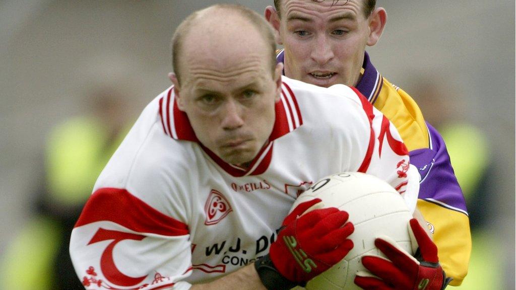 Peter Canavan on the attack in 2002 for a Tyrone team managed by Art McRory and Eugene McKenna