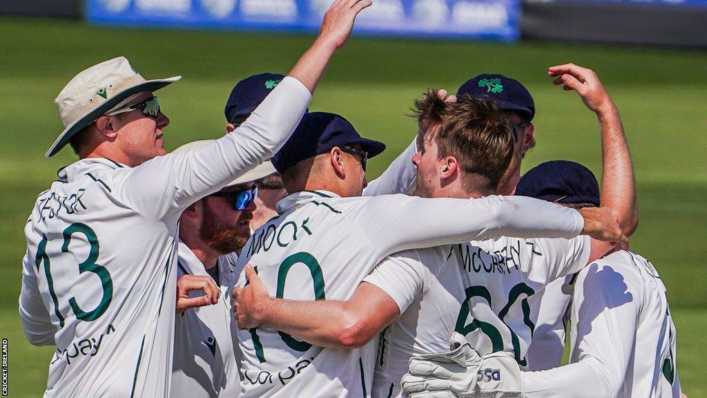 Ireland celebrate taking an Afghanistan wicket