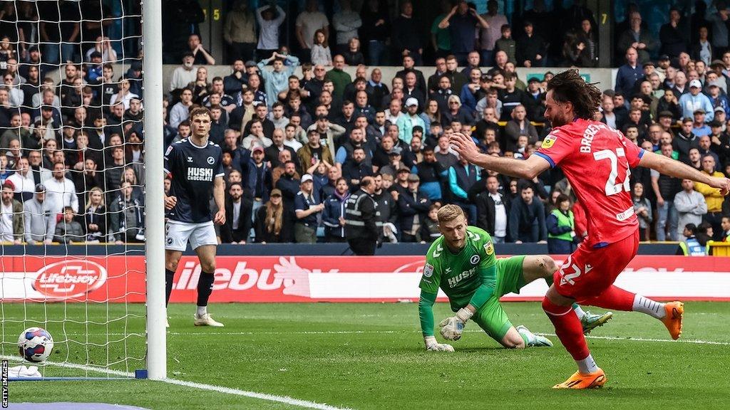 Ben Brereton Diaz (front) puts Blackburn 4-3 up at Millwall