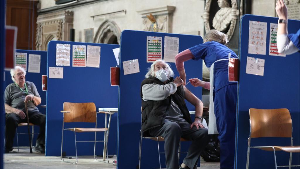 A man is vaccinated in Salisbury