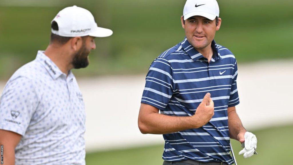 Jon Rahm and Scottie Scheffler at the Players Championship