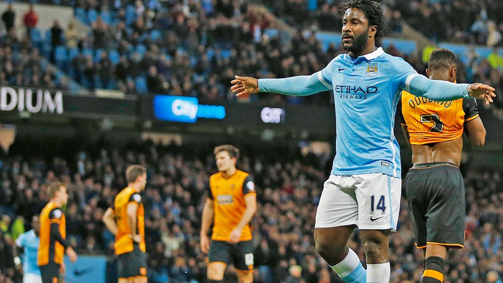 Wilfried Bony celebrates scoring