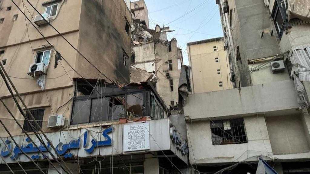 Damage of a building reportedly struck