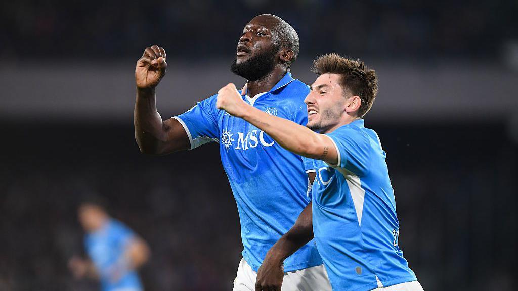 Romelu Lukaku and Billy Gilmour