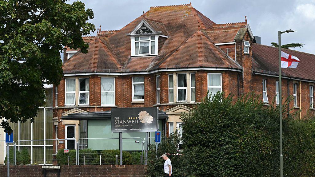 The Stanwell Hotel, believed to be housing asylum seekers, is pictured in Stanwell, west London on August 27, 2025.