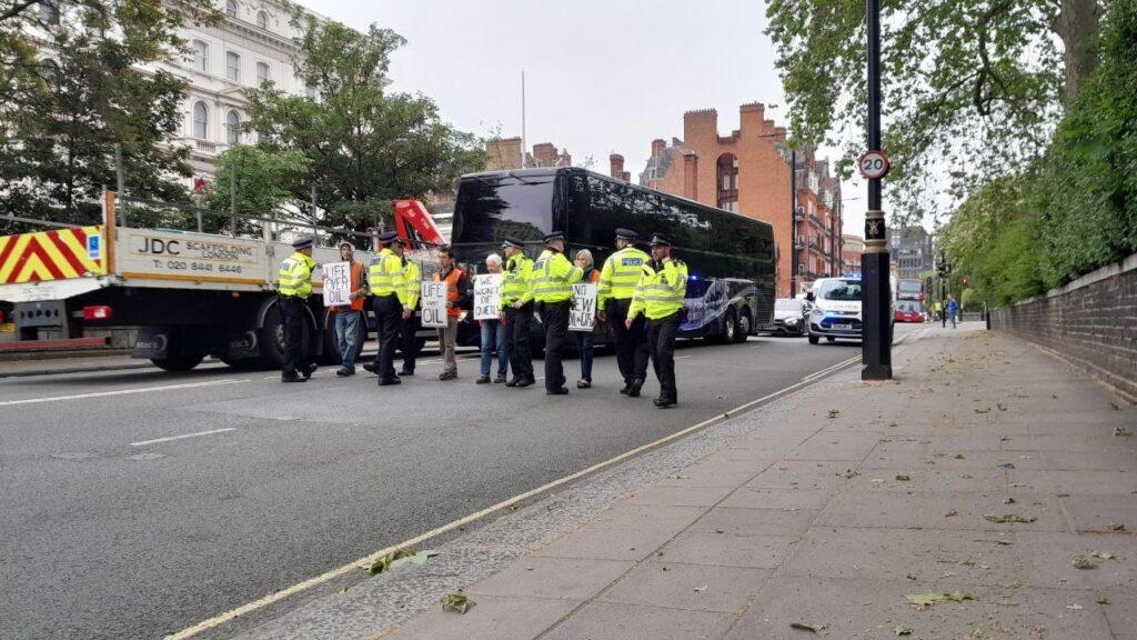 just stop oil marchers block cricket coach