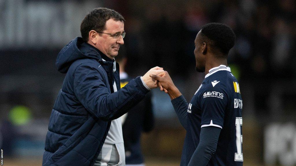 Dundee manager Gary Bowyer and top-scorer Zach Robinson