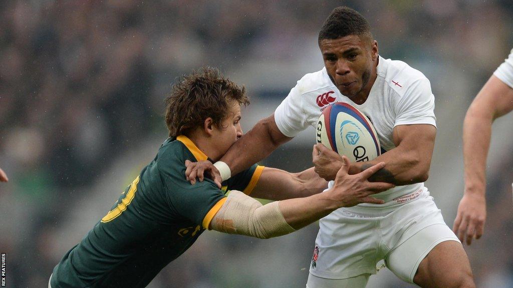 England's Kyle Eastmond in action versus South Africa.