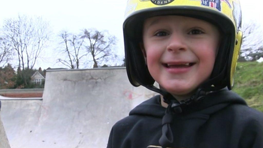 Tyler in a helmet