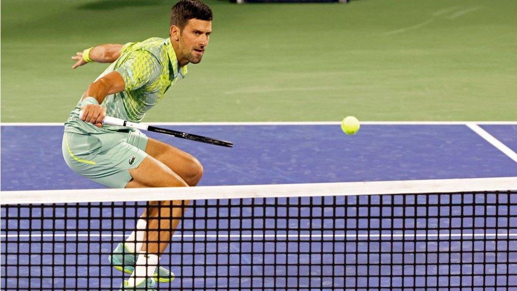 Novak Djokovic in action at the Dubai Tennis Championships