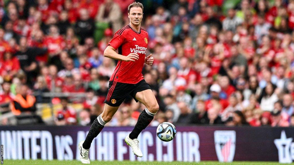 Jonny Evans in action for Manchester United during pre-season