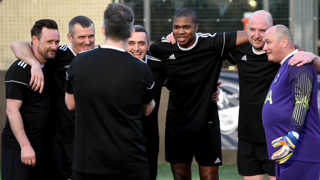 FA People's Cup players smiling together