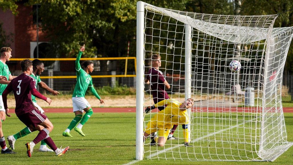 Armstrong Oko-Flex celebrates scoring the Republic of Ireland's opener against Latvia