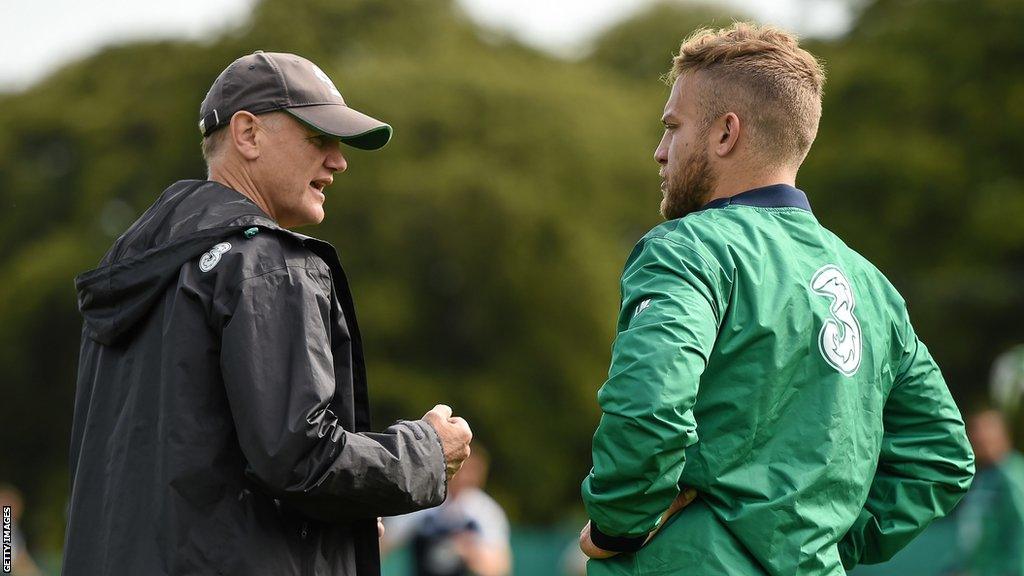 Madigan with Joe Schmidt during an Ireland training session