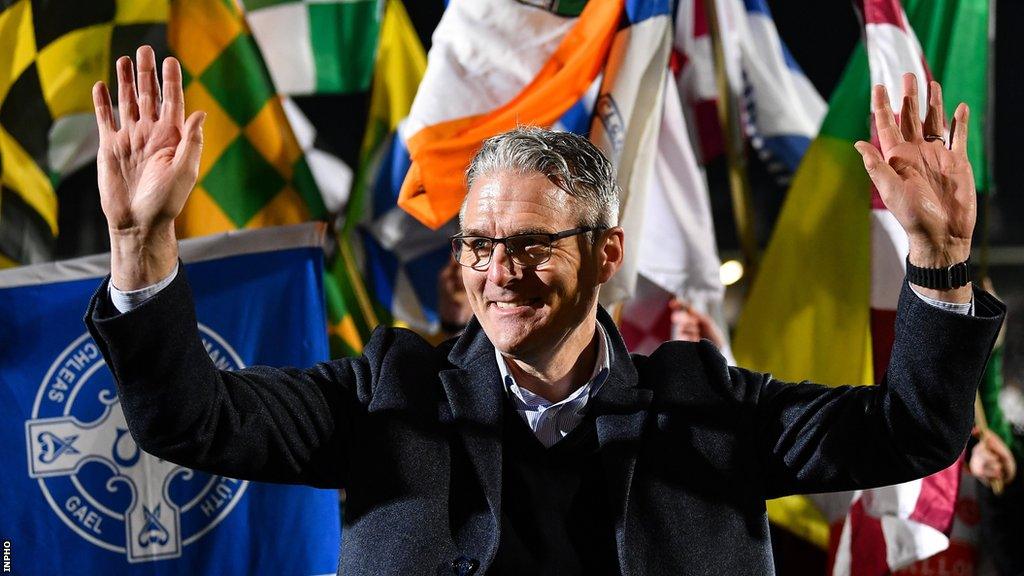 Jarlath Burns is greeted at the Athletic Grounds after his election as GAA president last year