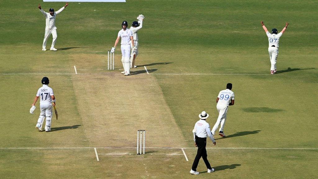 Ravichandran Ashwin takes Zak Crawley's wicket in India's third Test against England