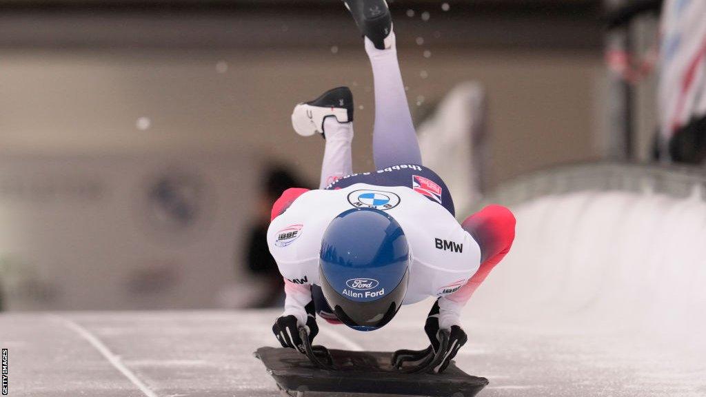 Matt Weston competing in the skeleton