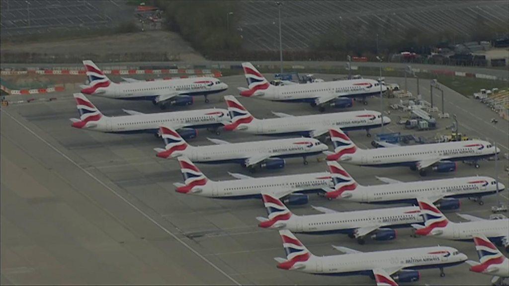 Planes parked at Heathrow