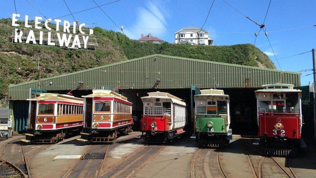 Trams at Derby Castle terminus