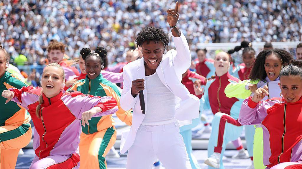 IShowSpeed performs during the closing ceremony before the FIFA World Cup 2026 Final match between Spain and Argentina at New York New Jersey Stadium